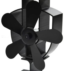 vidaXL Αερόθερμο Σόμπας Μαύρο με 5 Πτερύγια