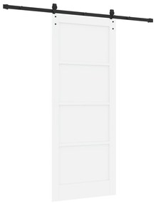 vidaXL Συρόμενη Πόρτα με Σετ Εξαρτημάτων Λευκή 86x211 εκ. Συμπαγές Ξύλο Πεύκου