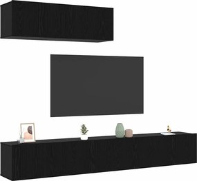 vidaXL Σετ επίπλου τηλεόρασης 3 pcs Μαύρη Οξυά Επεξεργασμένο ξύλο