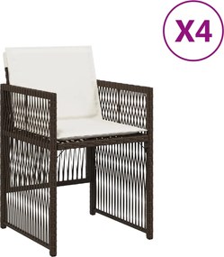 vidaXL Καρέκλες Κήπου 4 τεμ. Καφέ Συνθ. Ρατάν Μαξιλάρια