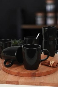 Stewehome Σετ 6 κεραμικές κούπες 300 ml μαύρες Μαύρο