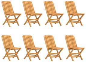 vidaXL Καρέκλες Κήπου Πτυσσόμενες 8 τεμ. 47x47x89 εκ. Μασίφ Ξύλο Teak