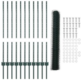 vidaXL Τείχος και Πόστ Πράσινο 1 x 25 m Ατσάλι