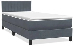 Box Spring Κρεβάτι με στρώμα Σκούρο γκρι 100x220 εκ. Βελούδινο - Γκρι