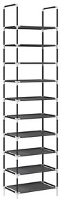 Ράφι παπουτσιών 10 επιπέδων μαύρο 44x28x180 cm - Μαύρο