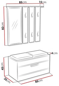Σετ διαδρόμου Mandeville 103, 85x35cm, 31 kg, Καθρέφτης, Άσπρο, Πλαστικοποιημένη μοριοσανίδα, Τοίχου, Εντοιχισμένη | Epipla1.gr