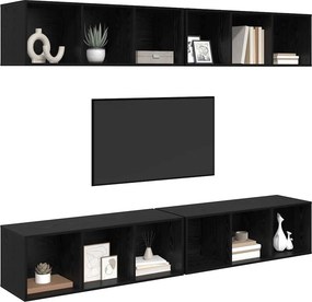 vidaXL Σετ επίπλου τηλεόρασης 4 pcs Μαύρη Οξυά Επεξεργασμένο Ξύλο