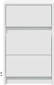 vidaXL Κομοδίνο με Φώτα LED Λευκό από Επεξεργασμένο ξύλο