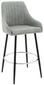 Intrahome Σκαμπό bar Cody Intrahome μεταλλικό μαύρο-ύφασμα ανοιχτό γκρι antique | SKU: INTRAPA-130111270