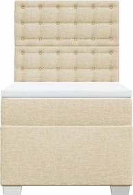 vidaXL Κρεβάτι Boxspring με Στρώμα Κρεμ 100 x 200 εκ. Υφασμάτινο