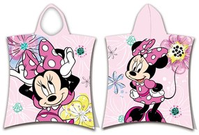 Παιδικό Πόντσο Βαμβακερό Βελούδινο Minnie 320gsm - 50 x 115 cm - Ροζ - Borea