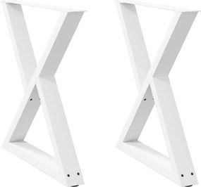 vidaXL Πόδια Τραπεζαρίας 2 τεμ. Λευκά 70x(72-73,3) εκ. Ατσάλι