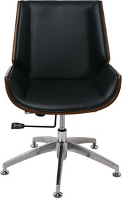 BF9860V Πολυθρόνα Επισκέπτη Μέταλλο Χρώμιο Καρυδί - Pu Μαύρο   1τμχ