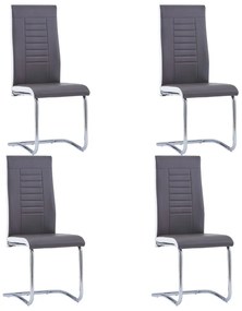Καρέκλες Τραπεζαρίας «Πρόβολος» 4 τεμ. Γκρι από Συνθετικό Δέρμα - Μαύρο