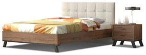 Κρεβάτι Υπέρδιπλο Επενδυμένο με Ύφασμα Ν77 Καρυδί για Στρώμα 150x200cm Με Επιλογή Υφάσματος