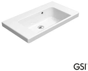 GSI Norm Κρεμαστός / Ένθετος Νιπτήρας Πορσελάνης Χωρίς Οπή Μπαταρίας 70x40εκ White
