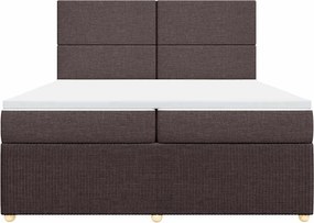 vidaXL Κρεβάτι Boxspring με Στρώμα Σκούρο Καφέ 200x200 εκ. Υφασμάτινο