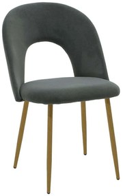 Καρέκλα Jonah 101-000081 55x57x85cm Anthracite-Natural Βελούδο, Μέταλλο