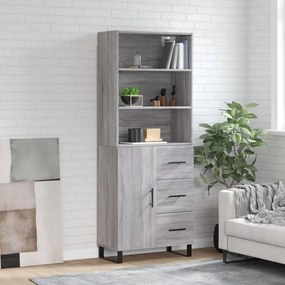 VidaXL Ντουλάπι Γκρι Sonoma 69,5 x 34 x 180 εκ. Επεξεργασμένο Ξύλο