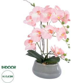 Artificial Garden SALMON PINK ORCHID 21122 Διακοσμητικό Φυτό Ροζ-Πορτοκαλί Ορχιδέα Υ43cm Globostar-21122-Πορτοκαλί 21122