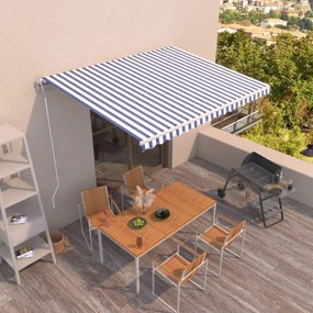 vidaXL Τέντα Συρόμενη Αυτόματη Μπλε / Λευκό 400 x 350 εκ.