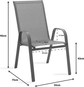 Τραπεζαρία Watson-Calan σετ 3τεμ μέταλλο-textilene καφέ Φ60x70εκ