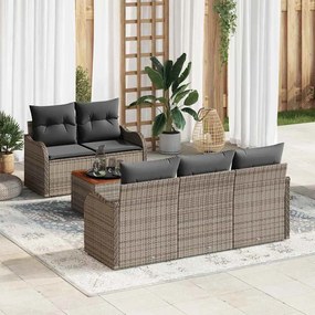 vidaXL Σετ Καναπέ Κήπου 6 pcs Γκρι Πολυ ράταν