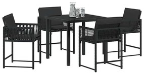vidaXL Σέτ φαγητού για κήπο 5 pcs Μαύρο συνθετικό ρατάν