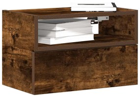 vidaXL Κομοδίνο Επιτοίχιο Καπνιστή Δρυς 45x26x28,5 εκ.