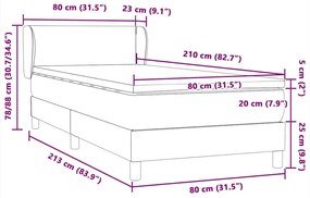 Box Spring Κρεβάτι με στρώμα Σκούρο γκρι 80x210 εκ. Βελούδινο - Γκρι