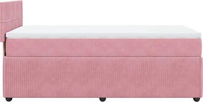 vidaXL Κρεβάτι Boxspring με Στρώμα Ροζ 80 x 200 εκ. Βελούδινο