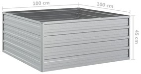 vidaXL Ζαρντινιέρα Υπερυψωμένη Ασημί 100x100x45 εκ. Γαλβανισμ. Χάλυβας