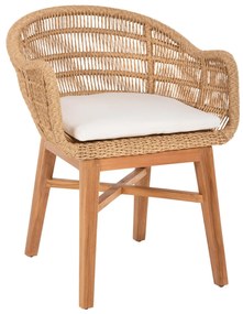 ARMCHAIR LAMORA  TEAK WOOD-SYNTHETIC ROPE-CUSHION 60x61x78Hcm.