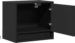 vidaXL Κομοδίνο Επιτοίχιο με Φώτα LED Μαύρο