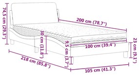 Κρεβάτι με Στρώμα Ροζ 100x200 εκ. Βελούδινο - Ροζ