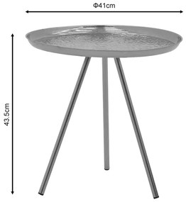 Βοηθητικό τραπέζι Jacksie Inart γκρι-χρυσό μέταλλο Φ41x43.5εκ