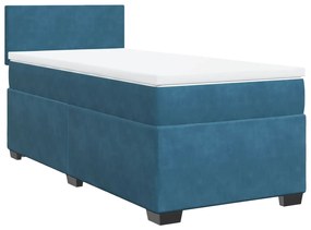 vidaXL Κρεβάτι Boxspring με Στρώμα Σκούρο Μπλε 100x200 εκ. Βελούδινο