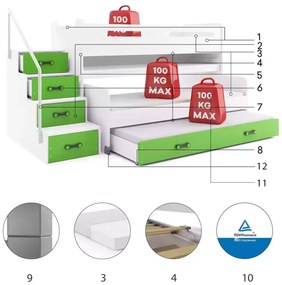 Κουκέτα  Maxi  White + Green  80×200cm (Δώρο τα Στρώματα)