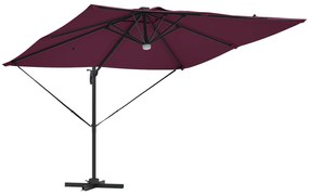 vidaXL Cantilever Roma Parasol με LEDs Μπορντό 286x285x270 εκ. Αλουμίνιο