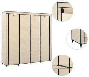 vidaXL Ντουλάπα με 4 Αποθηκευτικά Τμήματα Κρεμ 175 x 45 x 170 εκ.