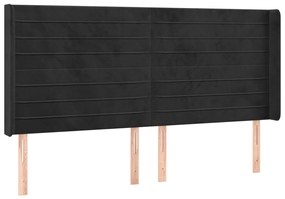 Κεφαλάρι Κρεβατιού LED Μαύρο 203x16x118/128 εκ. Βελούδινο 3124256