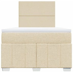 vidaXL Κρεβάτι Boxspring με Στρώμα Κρεμ 120x200 εκ. Υφασμάτινο