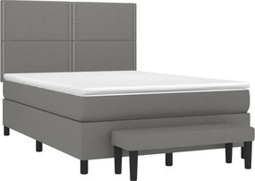 vidaXL Κρεβάτι Boxspring με Στρώμα Σκούρο Γκρι 140x200 εκ Υφασμάτινο