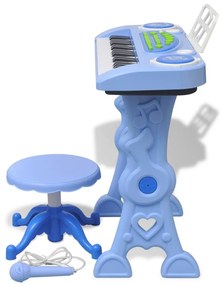 Αρμόνιο Παιδικό Παιχνίδι 37 Πλήκτρων με Σκαμπό/Μικρόφωνο Μπλε - Μπλε