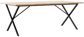 vidaXL Τραπέζι Τραπεζαρίας Πλαίσιο Χ Μασίφ Πεύκο/Ατσάλι