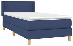 Κρεβάτι Boxspring με Στρώμα Μπλε 90x200 εκ.Υφασμάτινο - Μπλε