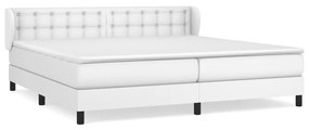 vidaXL Κρεβάτι Boxspring με Στρώμα Λευκό 200x200 εκ. Συνθετικό Δέρμα