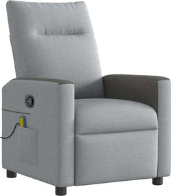 vidaXL Πολυθρόνα Μασάζ Ανακλινόμενη Ανοιχτό Γκρι Υφασμάτινη