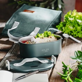 Ηλεκτρικό κουτί φαγητού Adler AD 4522, 45W, 0.8 l, Μέχρι 70C, Δοχείο από ανοξείδωτο ατσάλι, Θερμοσακούλα, Πράσινο