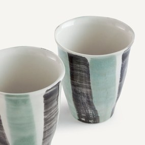 Σετ 4 ριγέ κούπες από πέτρινη πορσελάνη, VIANA